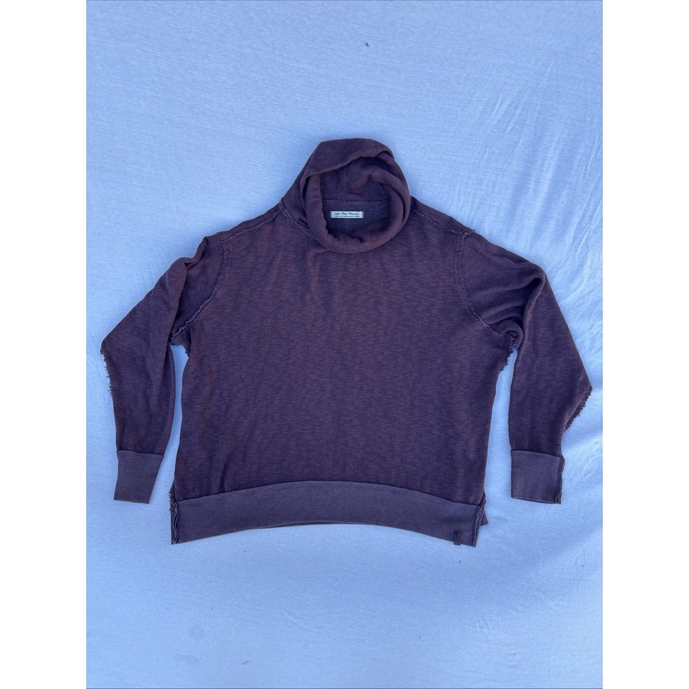 We the Free Magenta Loose Neck Inside/Out Sweater Cozy Long Sleeve Waffle Sz XL